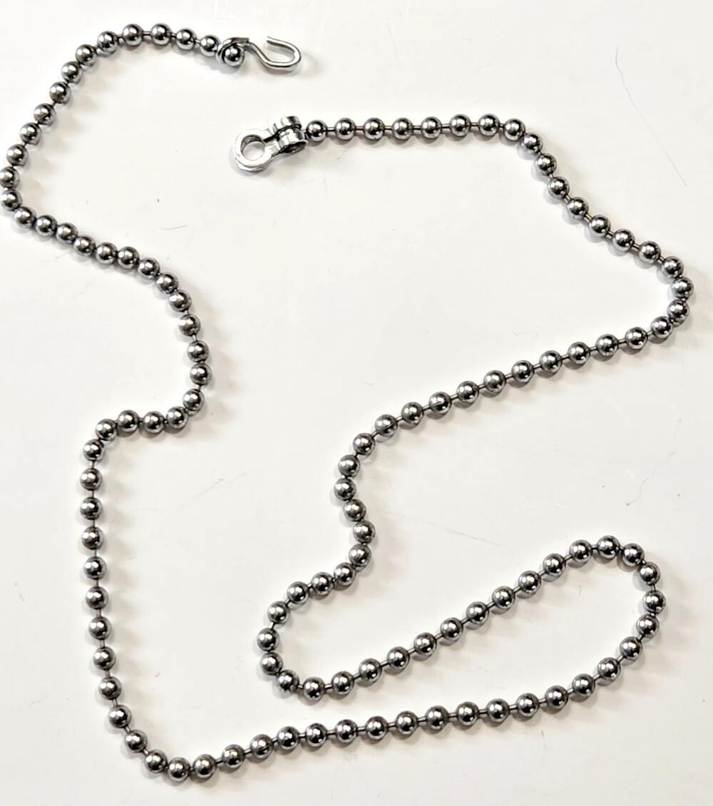 Classic Bead Ball or Pallini Chain 4mm 31 in Silvertone Industrial Minimalist